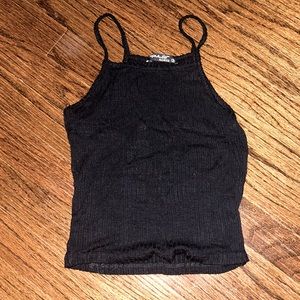 popular basics spaghetti strap black ribbed tank top